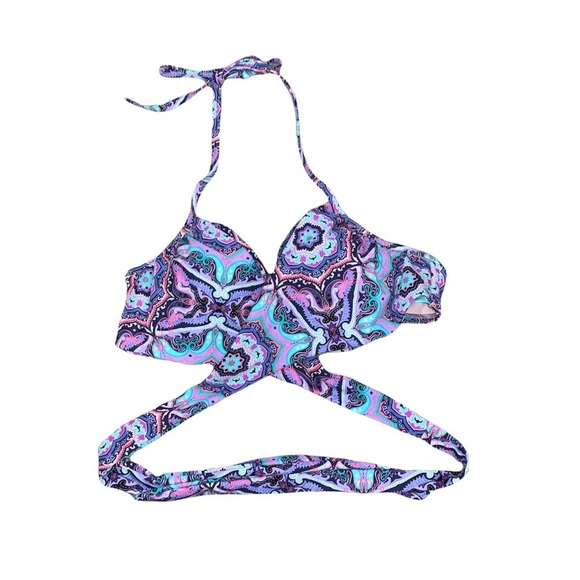 Victoria Secret Paisley Print pink and purple Twist Bathing Suit Top - Picture 1 of 8